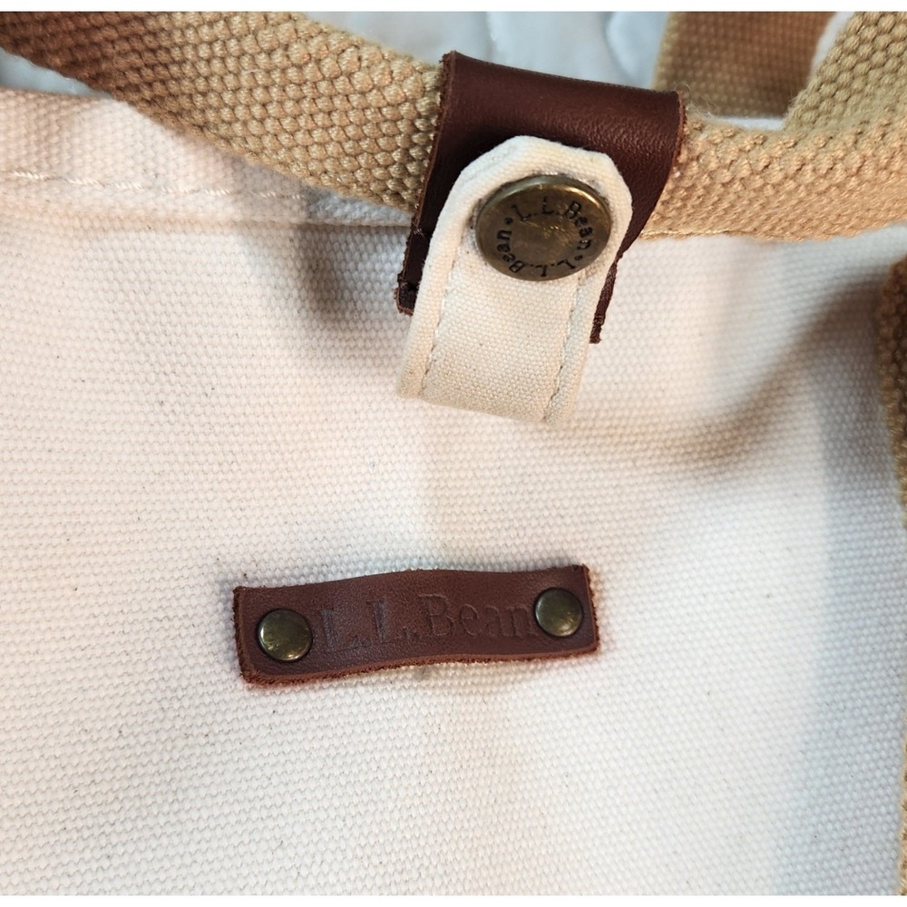 L L Bean Nor'easter Tote Navy/Creme Weather Resistant Boat Bag/Strap CLEAN BIG - Picture 4 of 14